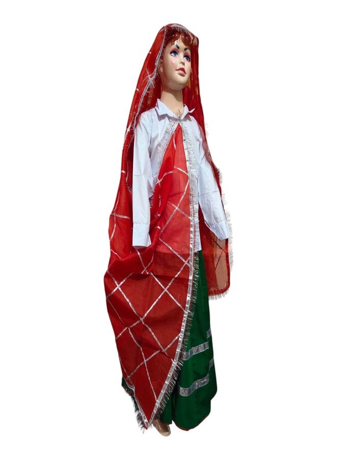 MODERNAZ زي هاريانفي الهندي من مودرناز للبنات | قميص، وharyanavi ghagra، وharyanvi oidhni dupatta | فستان فاخر لمدرسة الرقص في قرية هاريانا (فستان أخضر، 2-4 سنوات) - Image 3